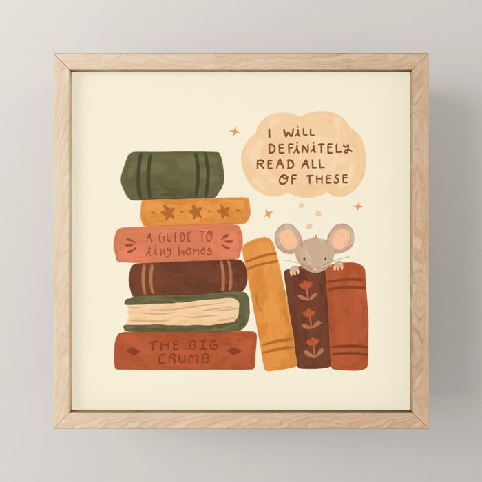 Mouse's Book Pile Mini Art Print Gallery Image 1