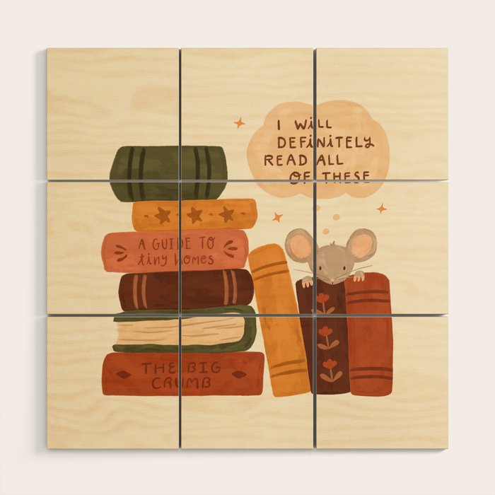Mouse's Book Pile Wood Wall Art Gallery Image 1