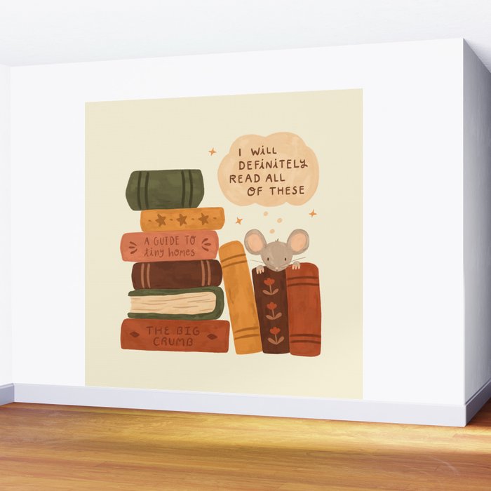 Mouse's Book Pile Wall Mural Gallery Image 2
