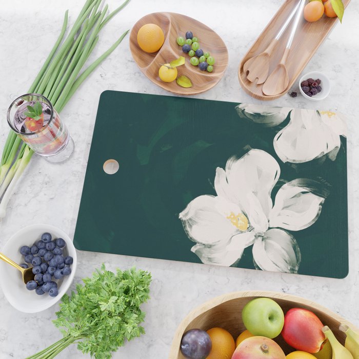 White Flowers On Green Cutting Board Gallery Image 2