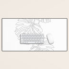 Monstera Leaf Line Drawing Desk Mat Gallery Image 1