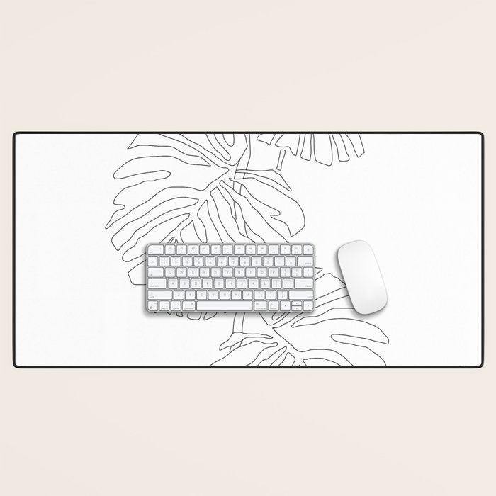 Monstera Leaf Line Drawing Desk Mat Gallery Image 1