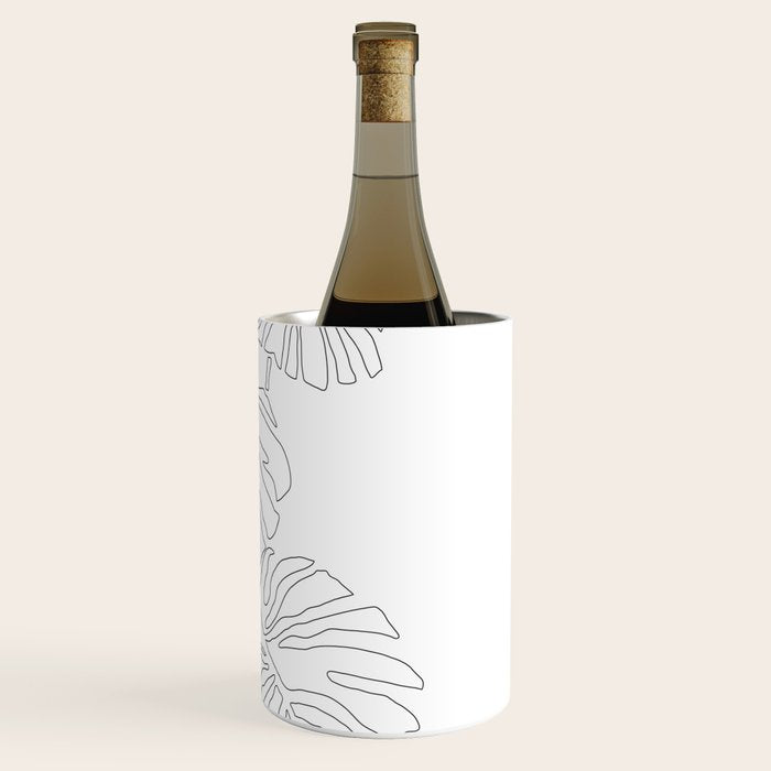 Monstera Leaf Line Drawing Wine Chiller Gallery Image 3