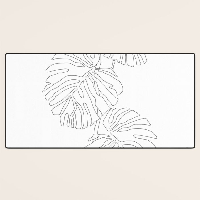 Monstera Leaf Line Drawing Desk Mat Gallery Image 3