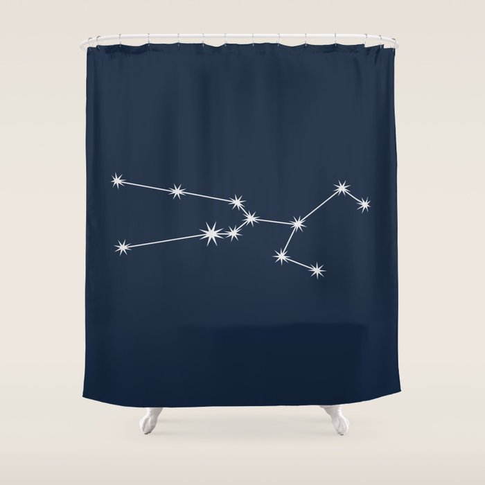 Taurus Zodiac Star Constellation Line Art Dark Blue Shower Curtain Gallery Image 1