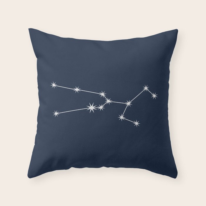 Taurus Zodiac Star Constellation Line Art Dark Blue Throw Pillow Gallery Image 6