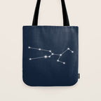 Taurus Zodiac Star Constellation Line Art Dark Blue Tote Bag Gallery Image 1
