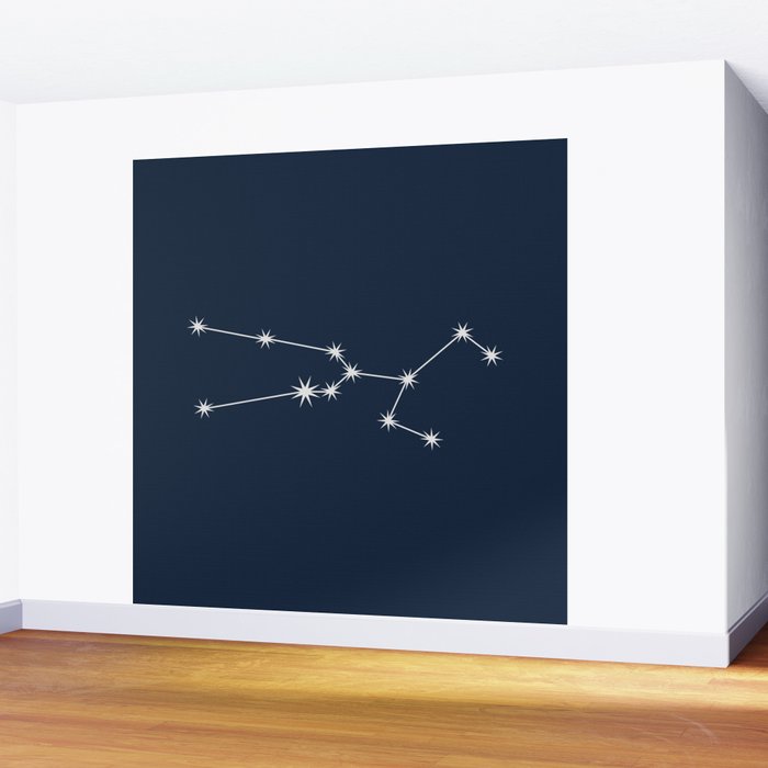 Taurus Zodiac Star Constellation Line Art Dark Blue Wall Mural Gallery Image 2