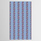 Vintage Posey Stripe Floral on Blue Linen Tablecloth Gallery Image 2