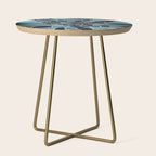 Festive, Floral Prints, Navy Blue, Teal and Gold Side Table Gallery Image 1