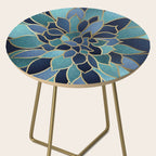 Festive, Floral Prints, Navy Blue, Teal and Gold Side Table Gallery Image 2