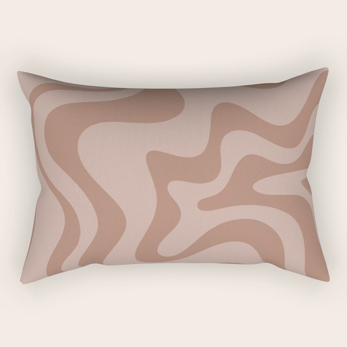 Retro Liquid Swirl Abstract Pattern in Double Mocha Rectangular Pillow Gallery Image 2