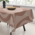 Retro Liquid Swirl Abstract Pattern in Double Mocha Tablecloth Gallery Image 3