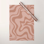 Retro Liquid Swirl Abstract Pattern in Double Mocha Wrapping Paper Gallery Image 1