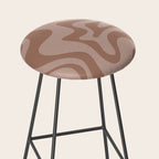 Retro Liquid Swirl Abstract Pattern in Double Mocha Stool Gallery Image 2