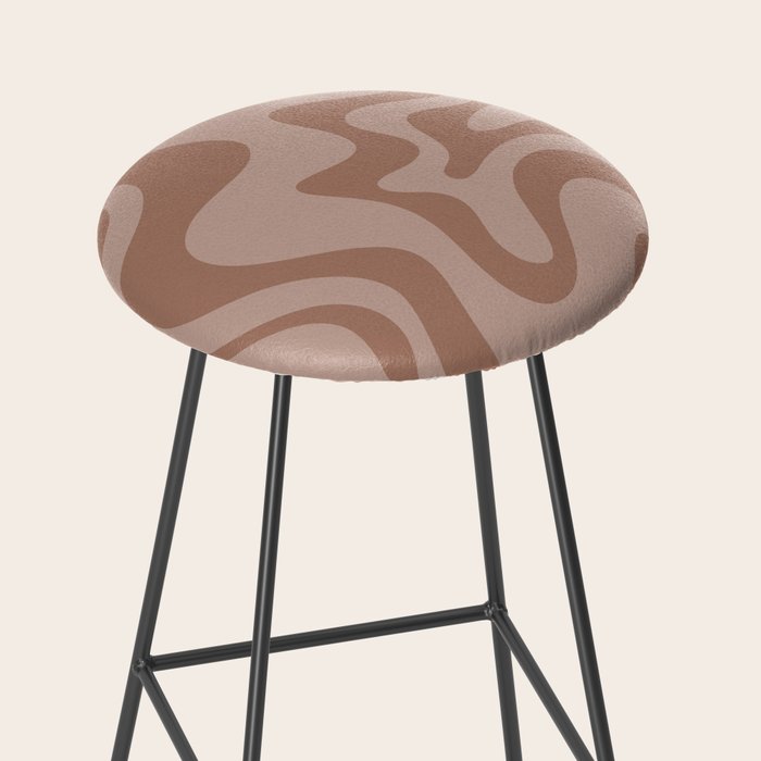 Retro Liquid Swirl Abstract Pattern in Double Mocha Stool Gallery Image 2