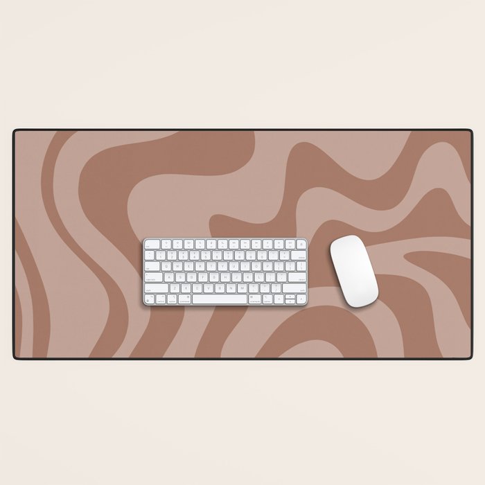 Retro Liquid Swirl Abstract Pattern in Double Mocha Desk Mat Gallery Image 1