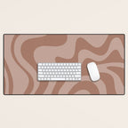 Retro Liquid Swirl Abstract Pattern in Double Mocha Desk Mat Gallery Image 1