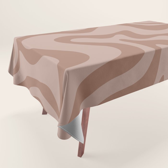 Retro Liquid Swirl Abstract Pattern in Double Mocha Tablecloth Gallery Image 1