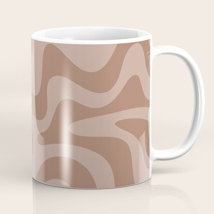 Retro Liquid Swirl Abstract Pattern in Double Mocha Coffee Mug Gallery Image 1