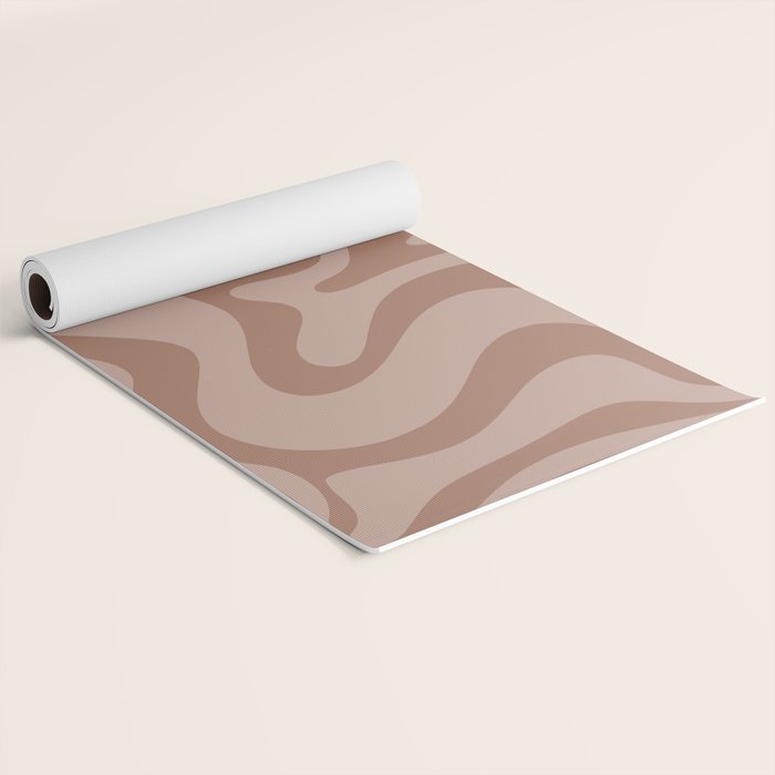 Retro Liquid Swirl Abstract Pattern in Double Mocha Yoga Mat Gallery Image 2