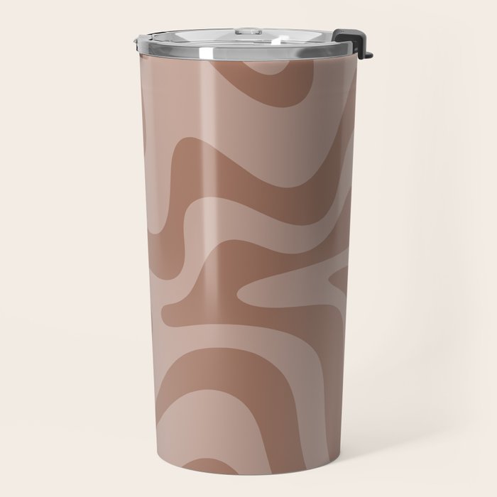 Retro Liquid Swirl Abstract Pattern in Double Mocha Travel Mug Gallery Image 2