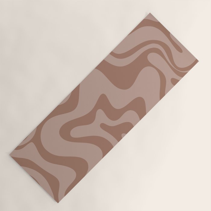 Retro Liquid Swirl Abstract Pattern in Double Mocha Yoga Mat Gallery Image 1