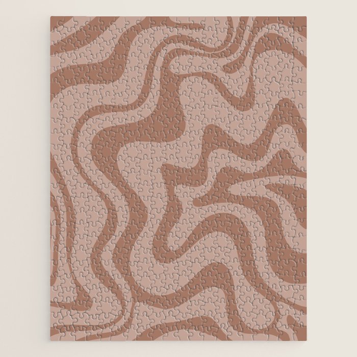 Retro Liquid Swirl Abstract Pattern in Double Mocha Jigsaw Puzzle Gallery Image 1