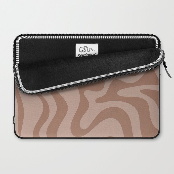Retro Liquid Swirl Abstract Pattern in Double Mocha Laptop Sleeve Gallery Image 2