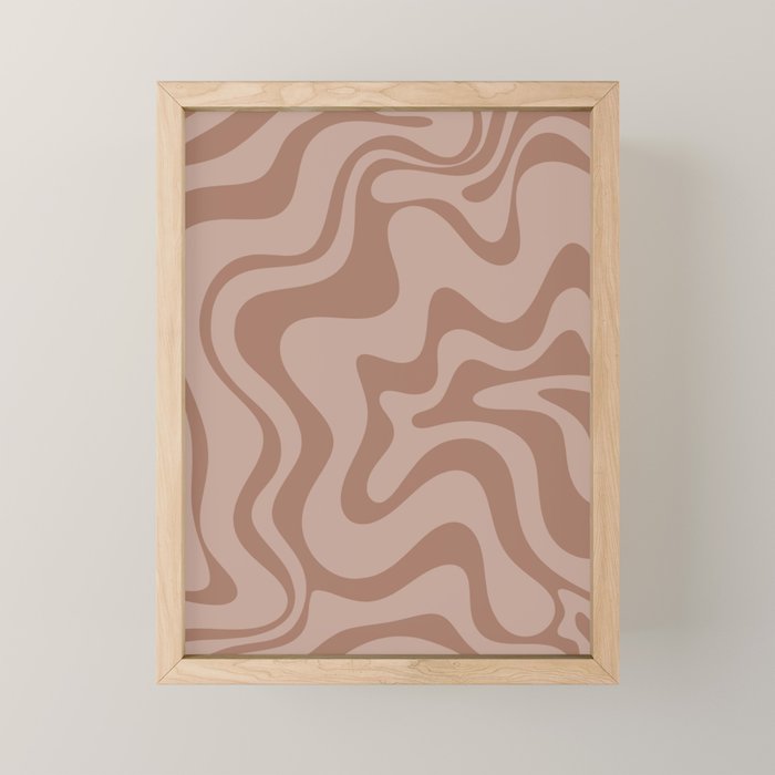 Retro Liquid Swirl Abstract Pattern in Double Mocha Mini Art Print Gallery Image 1