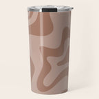 Retro Liquid Swirl Abstract Pattern in Double Mocha Travel Mug Gallery Image 1