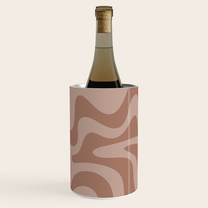 Retro Liquid Swirl Abstract Pattern in Double Mocha Wine Chiller Gallery Image 3