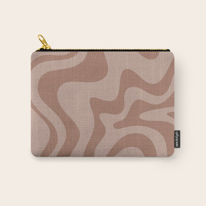 Retro Liquid Swirl Abstract Pattern in Double Mocha Carry All Pouch Gallery Image 1