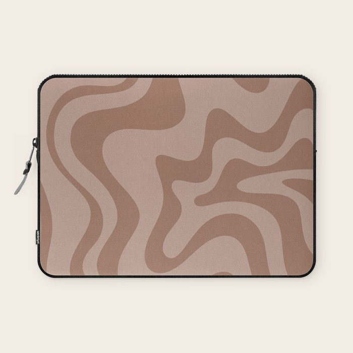 Retro Liquid Swirl Abstract Pattern in Double Mocha Laptop Sleeve Gallery Image 1