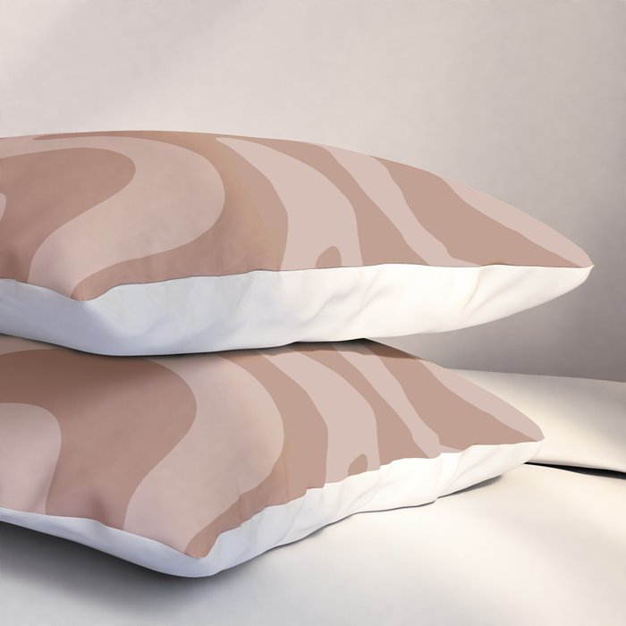 Retro Liquid Swirl Abstract Pattern in Double Mocha Pillow Sham Gallery Image 3