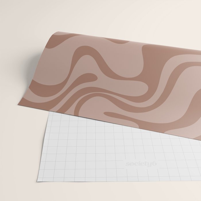 Retro Liquid Swirl Abstract Pattern in Double Mocha Wrapping Paper Gallery Image 2