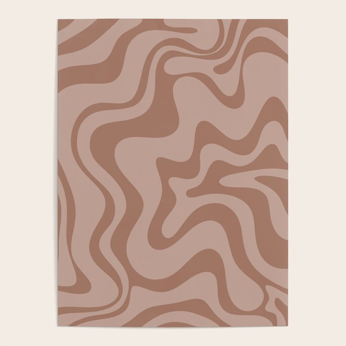 Retro Liquid Swirl Abstract Pattern in Double Mocha Poster Gallery Image 1