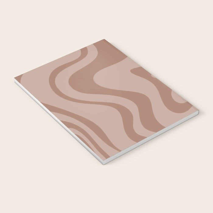 Retro Liquid Swirl Abstract Pattern in Double Mocha Notebook Gallery Image 3