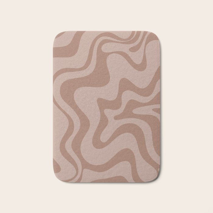 Retro Liquid Swirl Abstract Pattern in Double Mocha Bath Mat Gallery Image 1