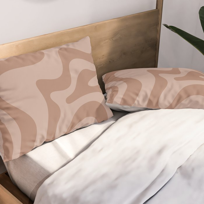 Retro Liquid Swirl Abstract Pattern in Double Mocha Pillow Sham Gallery Image 2