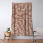 Retro Liquid Swirl Abstract Pattern in Double Mocha Window Curtain Gallery Image 5