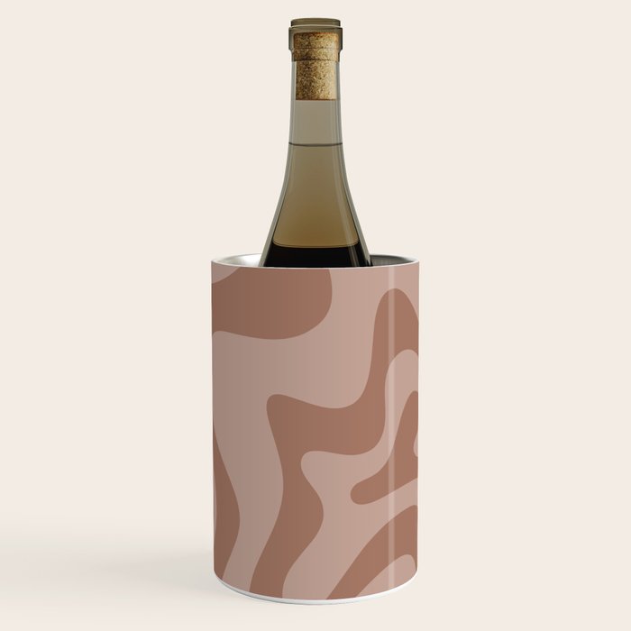 Retro Liquid Swirl Abstract Pattern in Double Mocha Wine Chiller Gallery Image 1