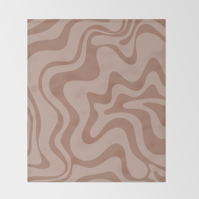 Retro Liquid Swirl Abstract Pattern in Double Mocha Throw Blanket Gallery Image 2