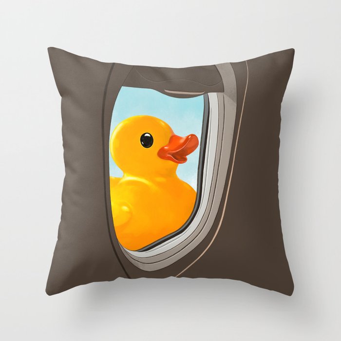 Hello! Yellow Duck Throw Pillow Gallery Image 6