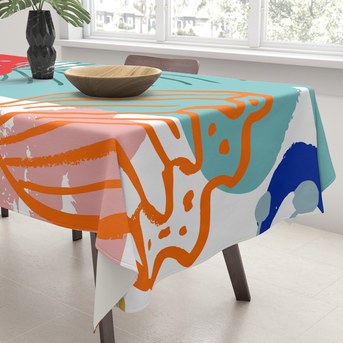 Summer Floral Prints, Abstract, Colourful Prints. Tablecloth Gallery Image 3
