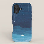 Falling stars, blue, sailboat, ocean iPhone Case Gallery Image 1