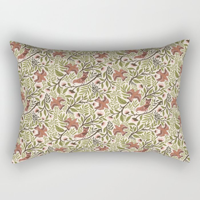 Secret Garden Spring Birds Rectangular Pillow Gallery Image 1