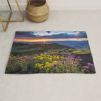Last glimmer of mountain sunset,  Monitor Pass Topaz Lake, Nevada panoramic wildflower  photograph Rug Gallery Image 1