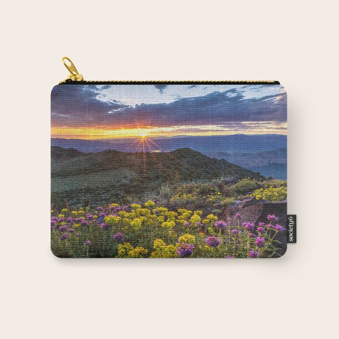 Last glimmer of mountain sunset,  Monitor Pass Topaz Lake, Nevada panoramic wildflower  photograph Carry All Pouch Gallery Image 1