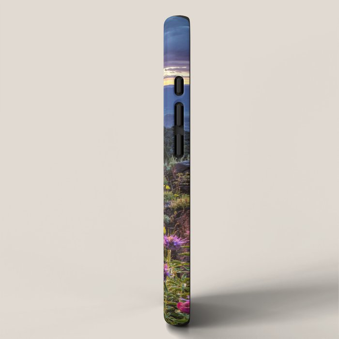 Last glimmer of mountain sunset,  Monitor Pass Topaz Lake, Nevada panoramic wildflower  photograph iPhone Case Gallery Image 2